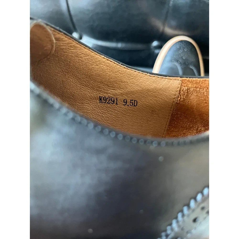 J.Crew Italian Leather Black Longwing Brogue Oxfords - Picture 7 of 8